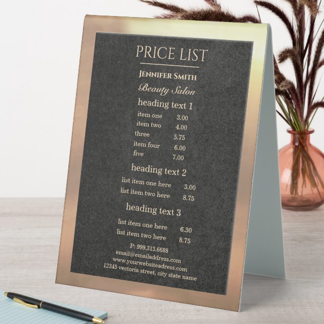 Makeup Artist Black Gold Price List (In SItu (Table))