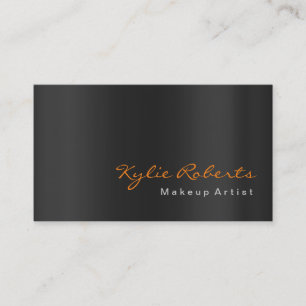 Makeup Artist Black Grey Orange Calligraphy Business Card