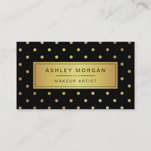 Makeup Artist - Black White Gold Dots Business Card