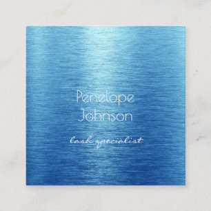 Makeup Artist Blue Brushed Metal Glam Square Business Card