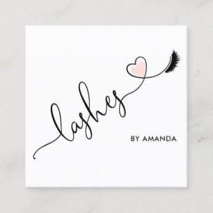 Makeup Artist Blush Pink Eyes Lashes Heart Square Business Card