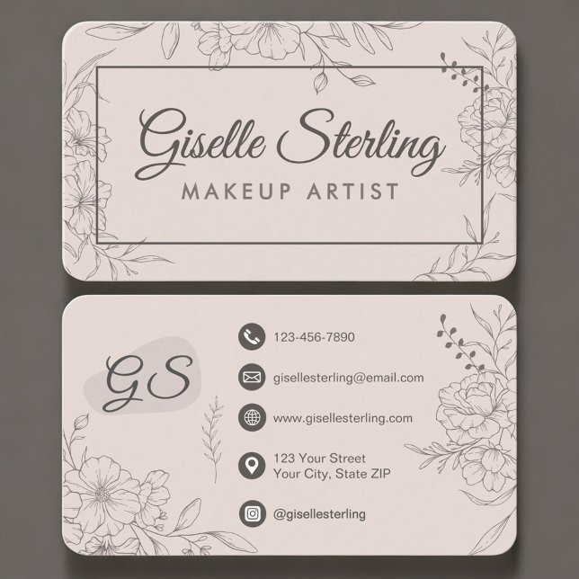 Makeup Artist Blush Pink Floral Business Card (Creator Uploaded)