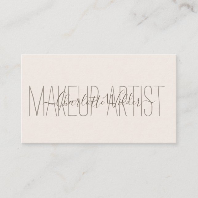 Makeup Artist Blush Pink Signature Script Business Card (Front)