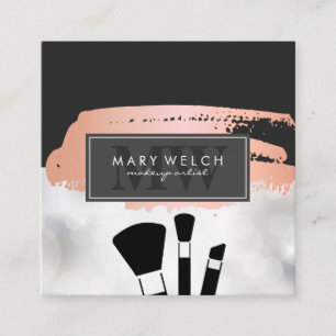 Makeup Artist Bokeh Rose Gold Brushed Appointment Card