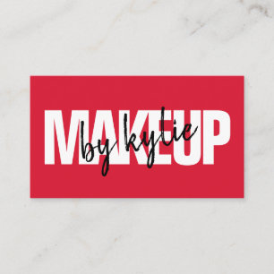 Makeup artist bold signature script bold red business card