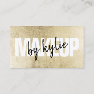 Makeup artist bold signature script chic gold foil business card