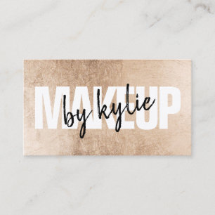 Makeup artist bold signature script rose gold foil business card