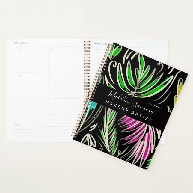 Makeup Artist Bright Jungle Doodles Black Planner (Display)