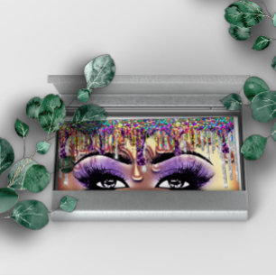 Makeup Artist Brow Eyelash Gold Drips Holograph Business Card