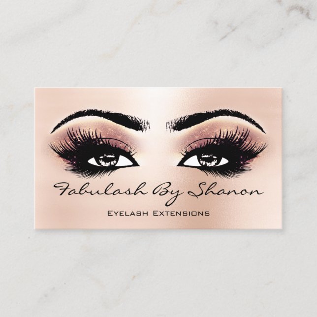 Makeup Artist Brow Eyelash Skinny Rose Business Card (Front)