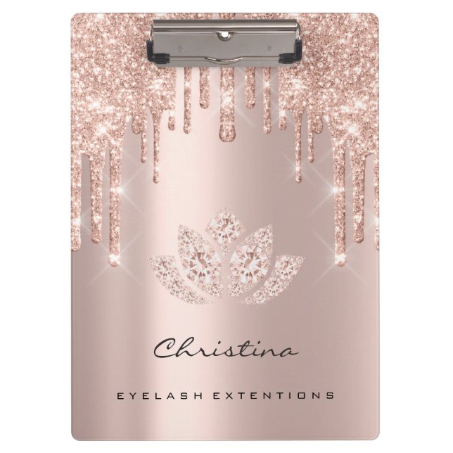 Makeup Artist Brown Eyelashes Spark Diamond Lotus Clipboard (Front)