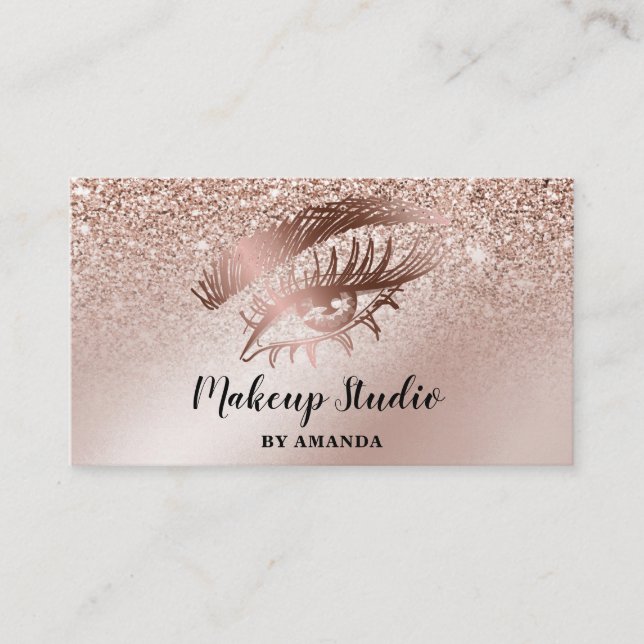 Makeup  Artist Brown Eyes Long Lashes Business Card (Front)