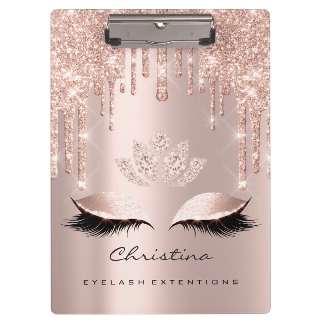 Makeup Artist Brown Wax Lashes Spark Diamond Lotus Clipboard (Front)