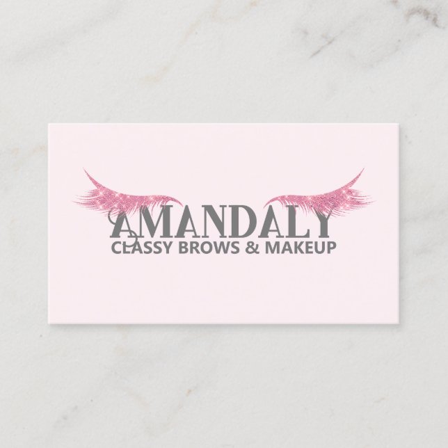 Makeup Artist Brows QR LOGO Microblade Pink Business Card (Front)