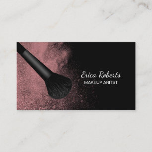 Makeup Artist Brush with Pink Powder Modern Salon Business Card