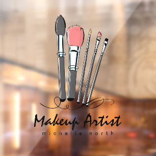 Makeup Artist Brushes Pink ID874 Window Cling