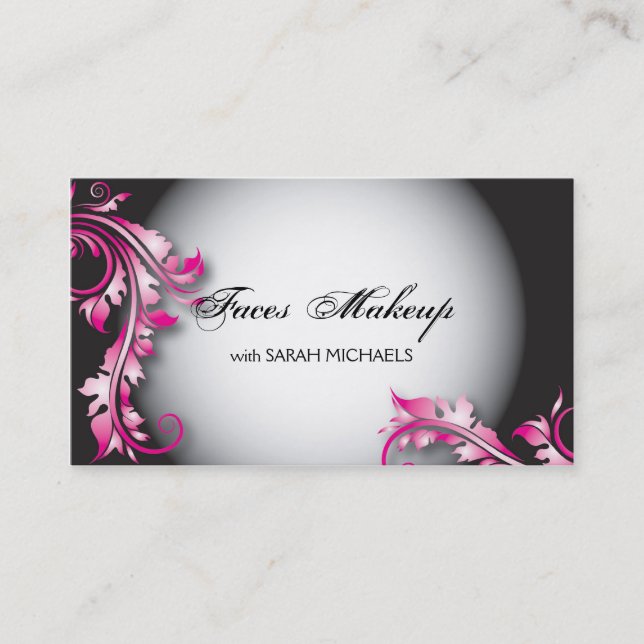 Makeup Artist Business Card Bold Fancy Floral (Front)