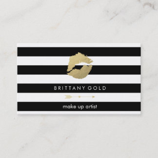 Makeup Artist Business Card - Chic Gold and Black