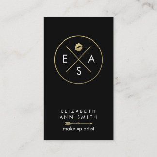 Makeup Artist Business Card - Chic Gold and Black