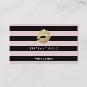 Makeup Artist Business Card - Chic Gold and Black