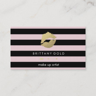 Makeup Artist Business Card - Chic Gold and Black