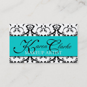 Makeup Artist Business Card Damask Blue