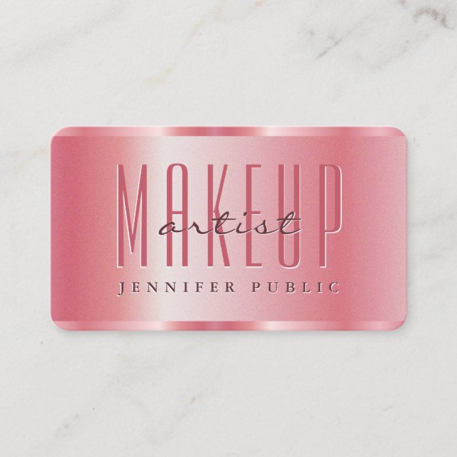 Makeup Artist Business Card Elegant Rose Gold Luxe (Front)