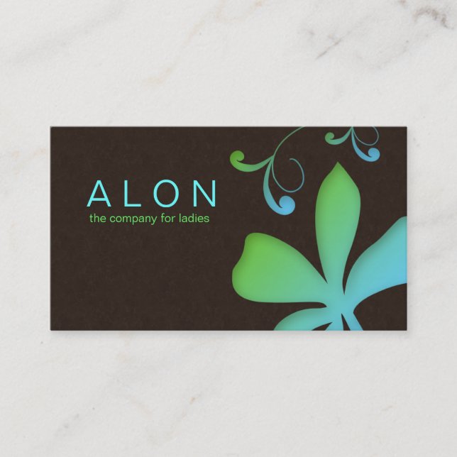 Makeup Artist Business Card Flower Blue Green (Front)