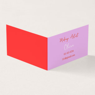 MAKEUP ARTIST BUSINESS CARD PINK AND RED
