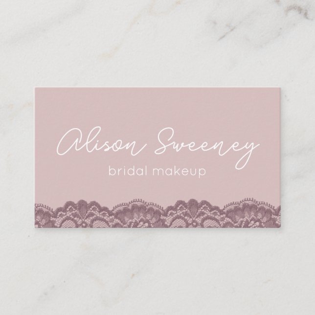 Makeup Artist Business Card Rose and Lace (Front)