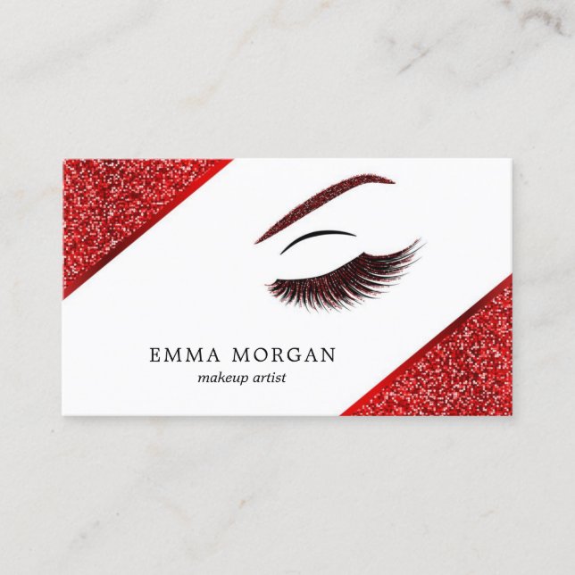 Makeup artist business card with glitter effect (Front)