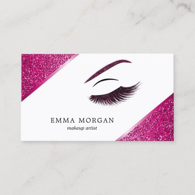 Makeup artist business card with glitter effect (Front)