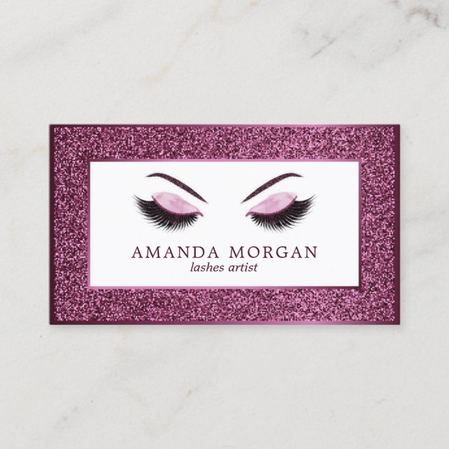 Makeup artist business card with glitter effect (Front)
