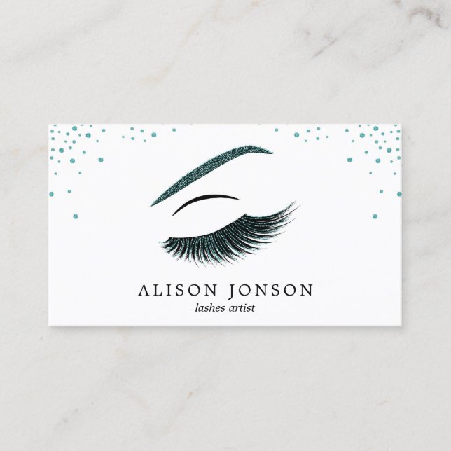 Makeup artist business card with glitter effect (Front)