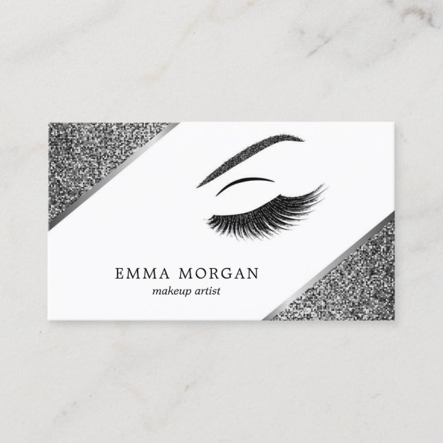 Makeup artist business card with glitter effect (Front)