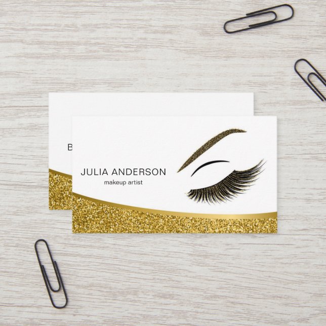 Makeup artist business card with glitter effect (Front/Back In Situ)