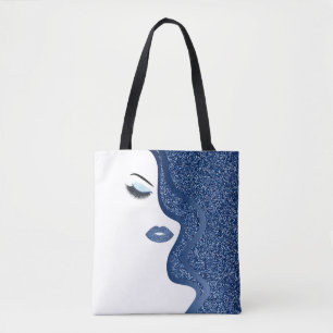 Makeup artist business card with glitter effect tote bag
