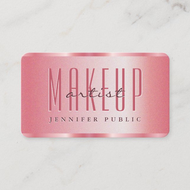 Makeup Artist Business Cards Elegant Rose Gold (Front)