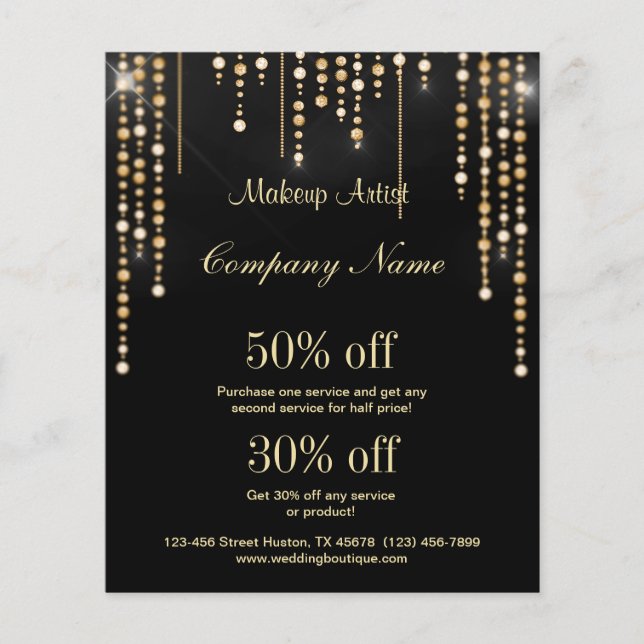 Makeup artist business personalised flyer (Front)