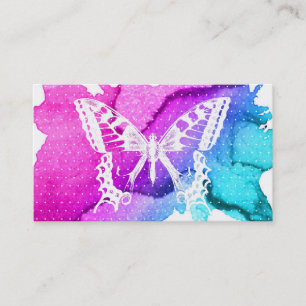 Makeup Artist Butterfly Elegant Watercolor Business Card