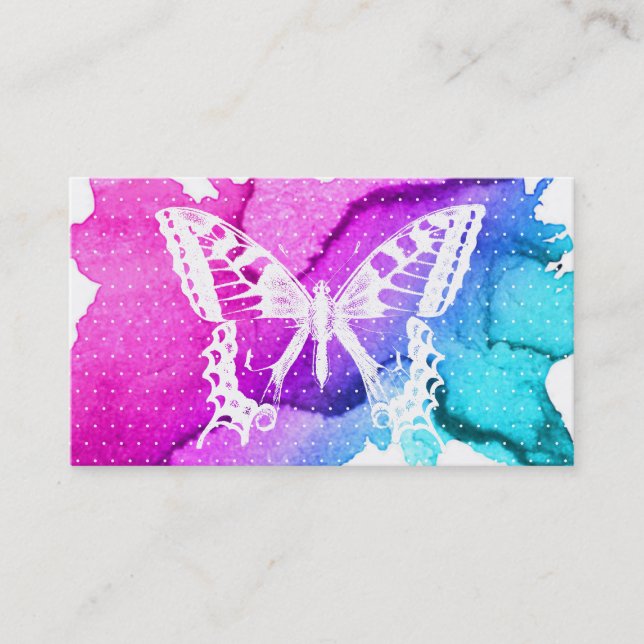 Makeup Artist Butterfly Elegant Watercolor Business Card (Front)