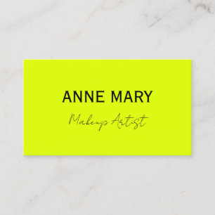 Makeup Artist Chartreuse Yellow Colourful Modern Business Card