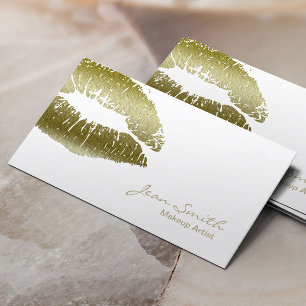 Makeup Artist Chic Gold Kiss Elegant Business Card