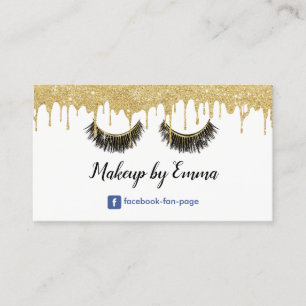 Makeup Artist Chic Lashes Modern Gold Dripping Business Card