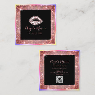 Makeup Artist Chic Salon QR Code Unique Square Bus Business Card