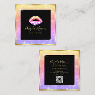 Makeup Artist Chic Salon QR Code Unique Square Business Card