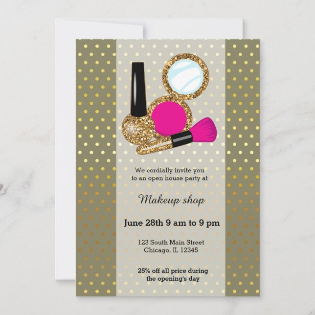 Makeup artist - choose background colour invitation (Front)