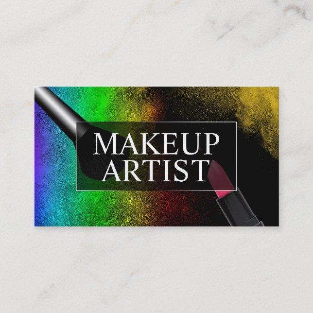 Makeup Artist Colourful Rainbow Powder Beauty Salo Business Card (Front)