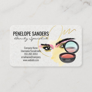 Makeup Artist Compact Brush Stroke Beauty Business Card