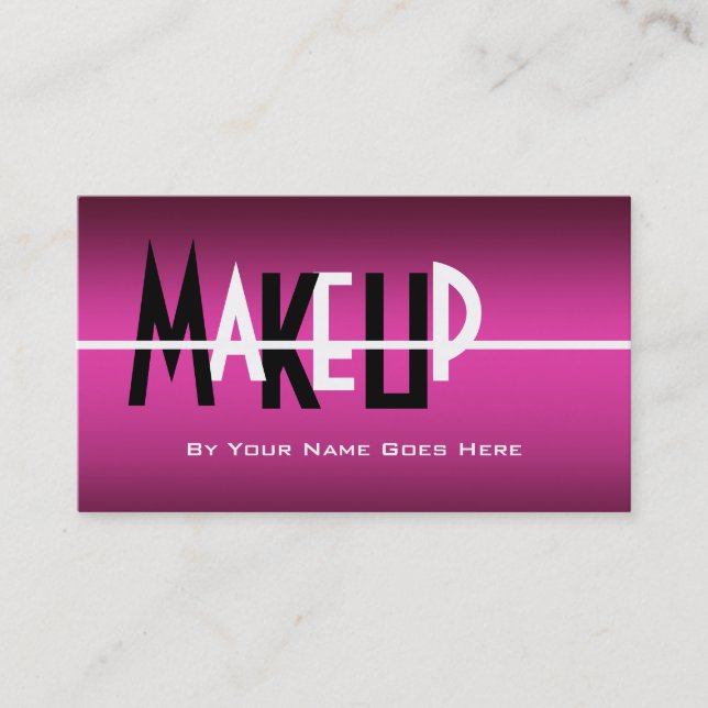 Makeup artist cosmetics pink black white business card (Front)
